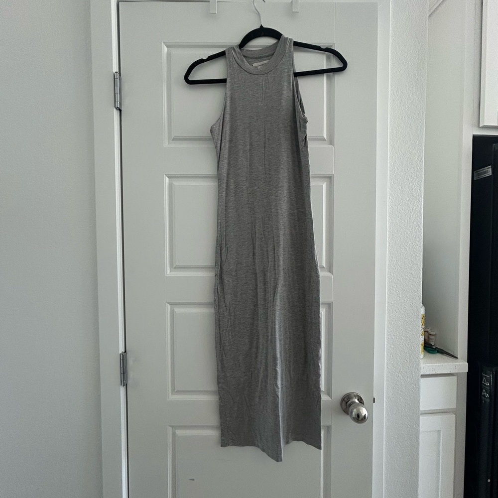 Gray Halter Sheath Maxi Dress